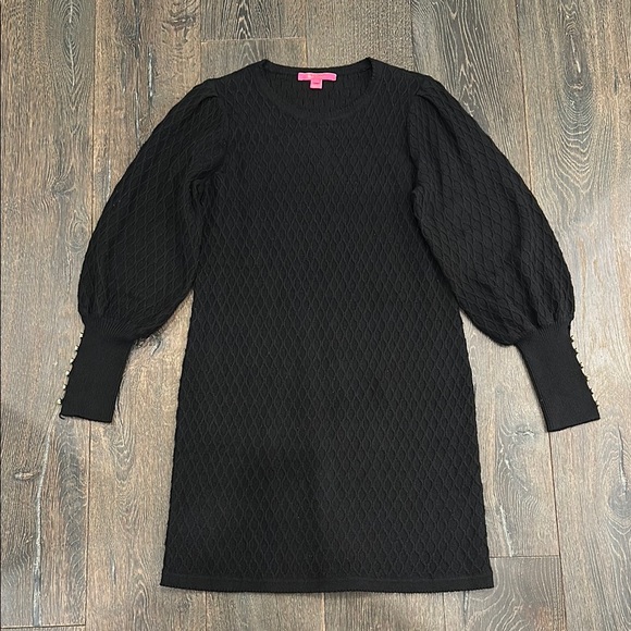 Lilly Pulitzer Black Knit Dress with Gold Button Accents - Picture 2 of 6